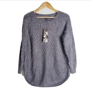 NEW Papillon Gray Blue Fuzzy Sweater
